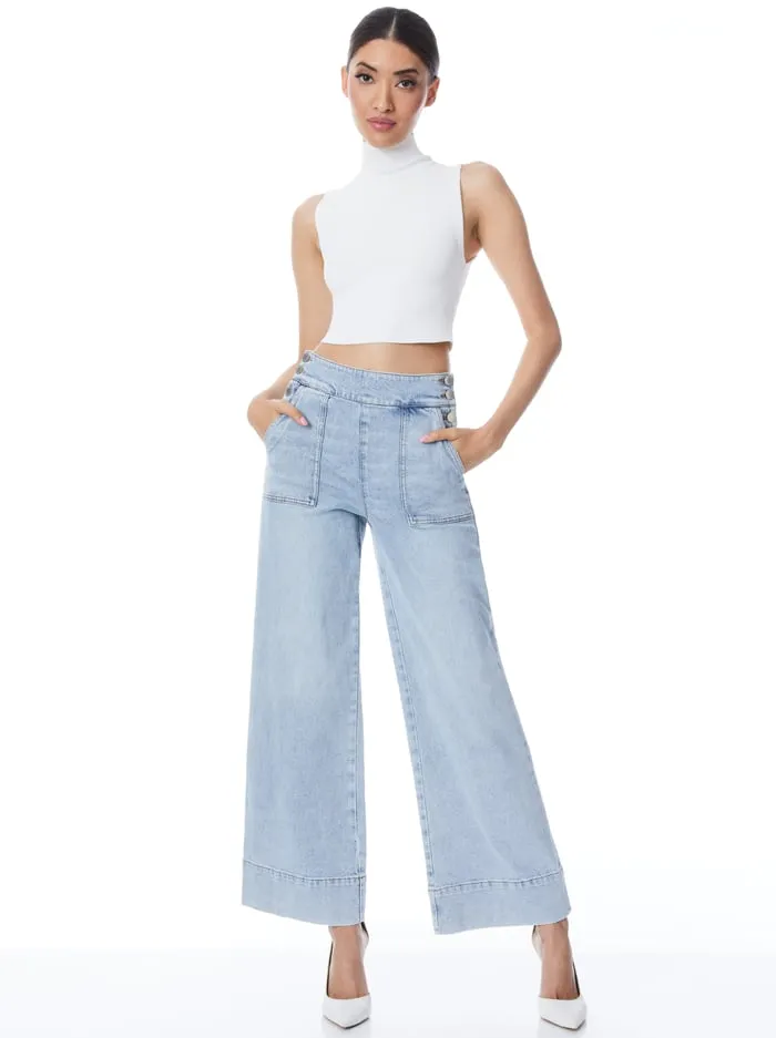 Women Alice Olivia Pants Donald Jean Rockstar Blue