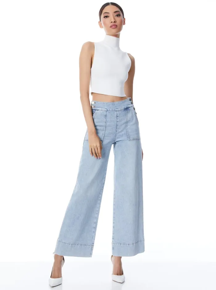 Women Alice Olivia Pants Donald Jean Rockstar Blue