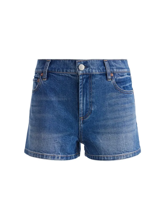 Women Alice Olivia Shorts Ernie Low Rise Buckleback Short Brooklyn Blue