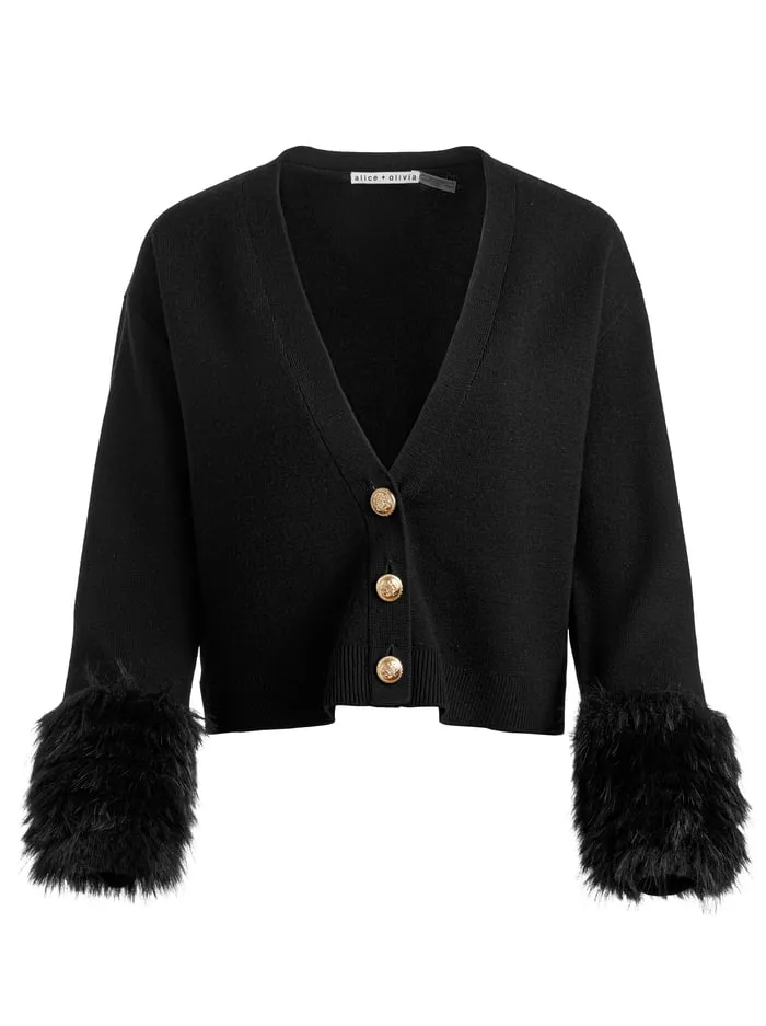 Women Alice Olivia Sweaters Bradley Cardigan Black