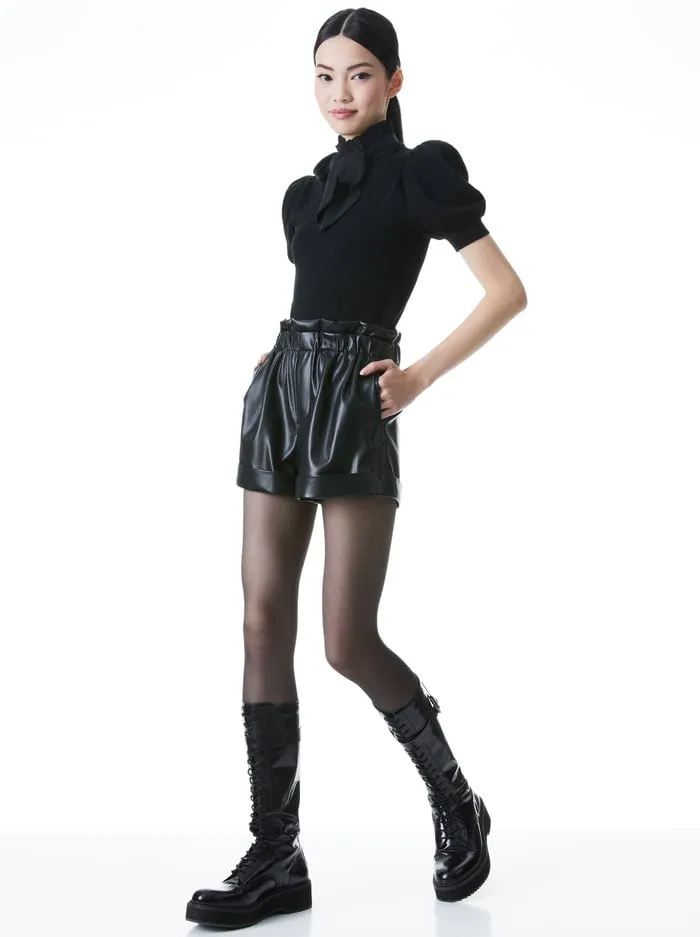 Women Alice Olivia Sweaters Chase Puff Sleeve Sweater Black