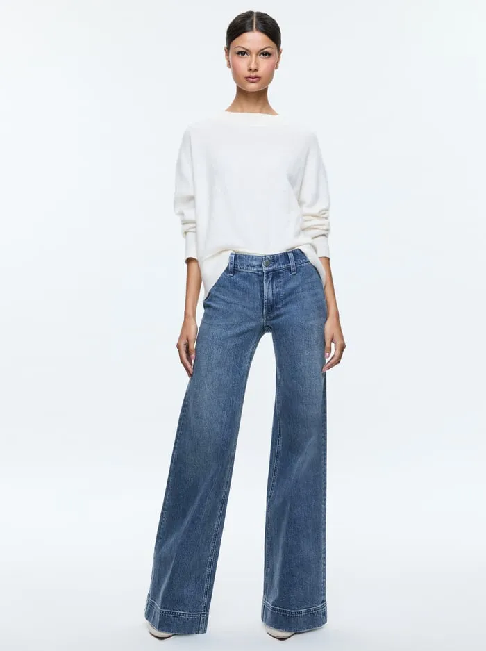 Women Alice Olivia Sweaters Elsa Pullover Ecru