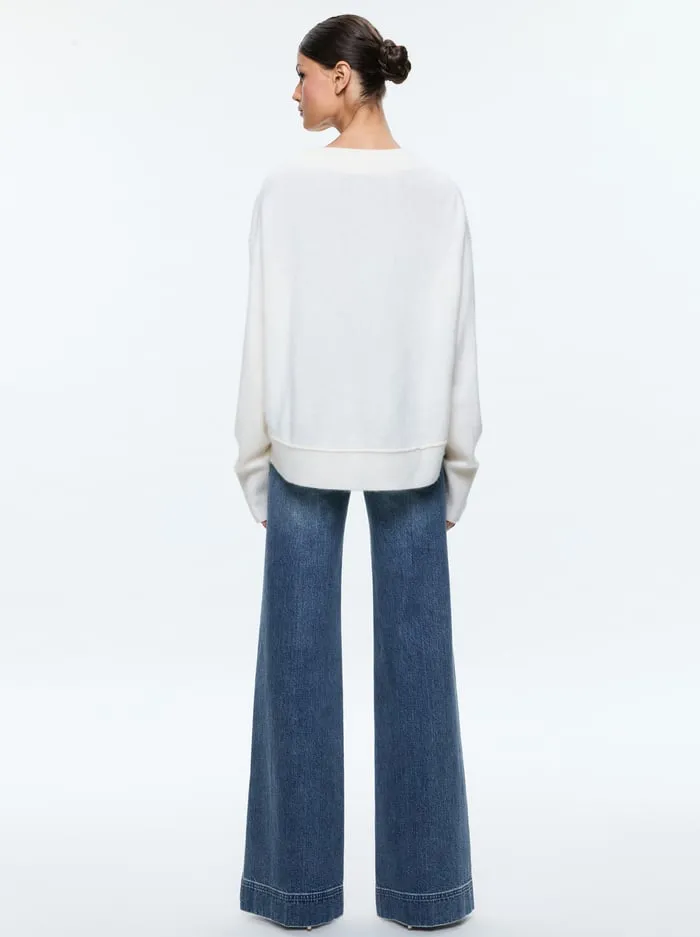 Women Alice Olivia Sweaters Elsa Pullover Ecru