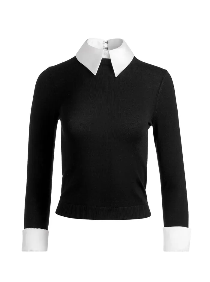 Women Alice Olivia Sweaters Porla Collared Sweater Black