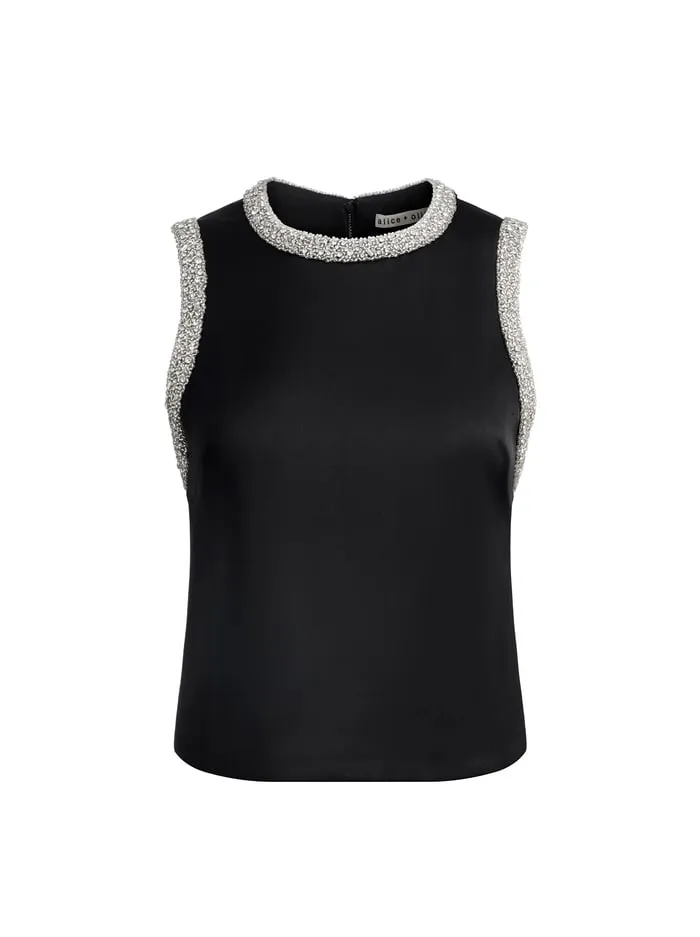 Women Alice Olivia Tops Amal Embellished Tank Black