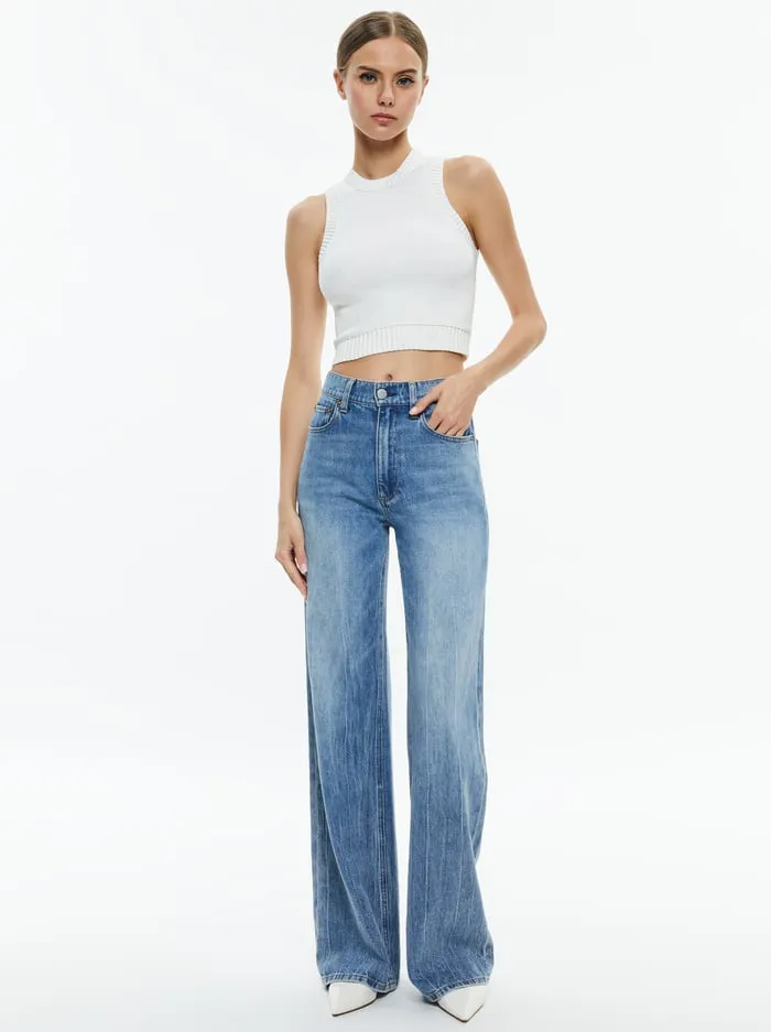 Women Alice Olivia Tops Bigsby Ribbed Tank Soft White