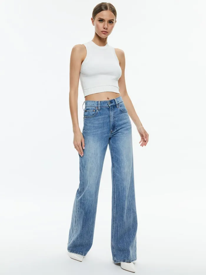 Women Alice Olivia Tops Bigsby Ribbed Tank Soft White