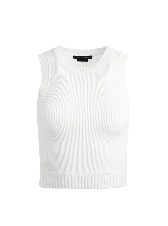 Women Alice Olivia Tops Bigsby Ribbed Tank Soft White