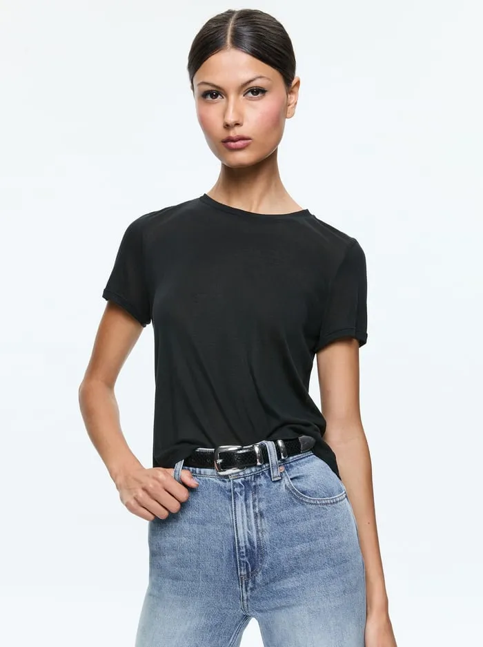 Women Alice Olivia Tops Cindy Cropped Tee Black