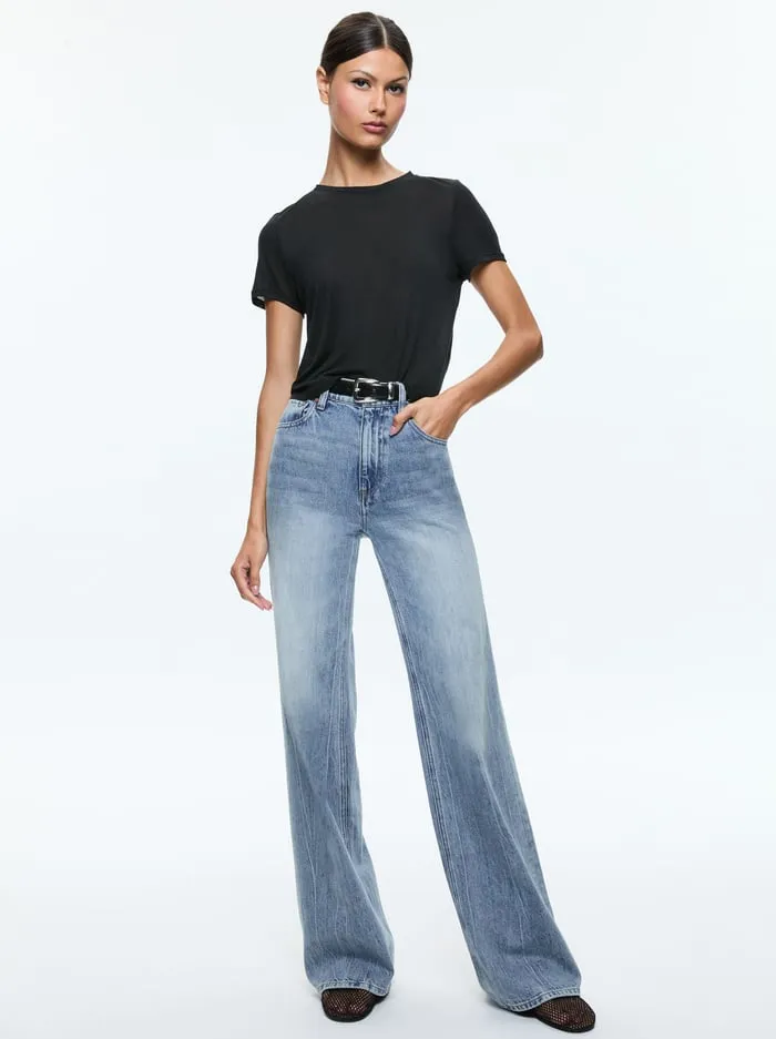 Women Alice Olivia Tops Cindy Cropped Tee Black