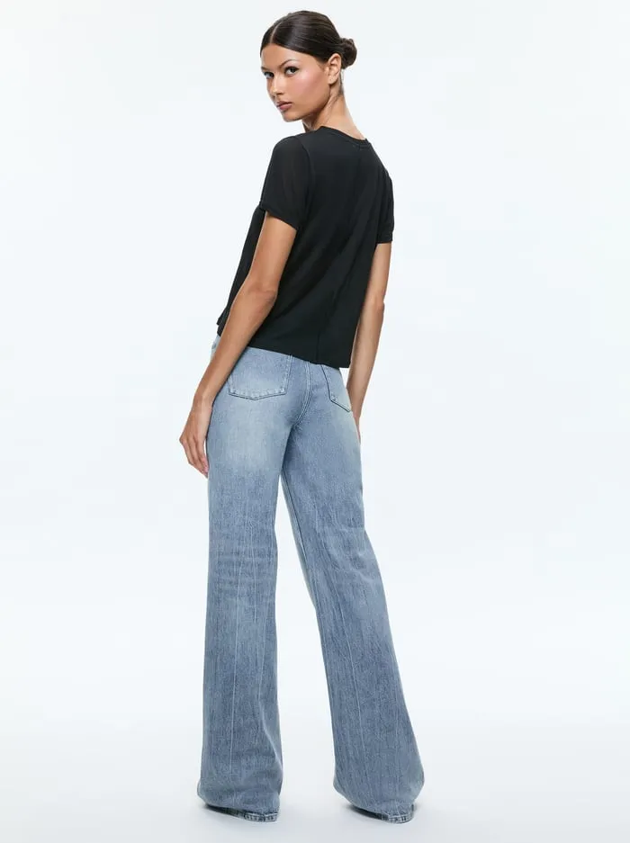 Women Alice Olivia Tops Cindy Cropped Tee Black