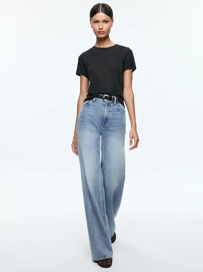 Women Alice Olivia Tops Cindy Cropped Tee Black