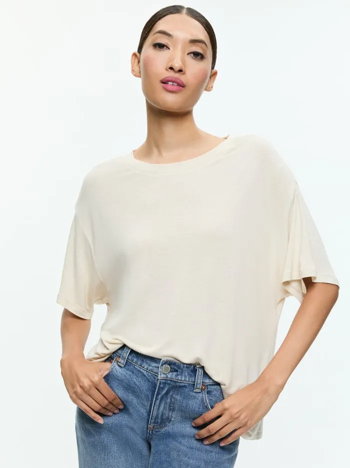 Women Alice Olivia Tops Evan Oversized Tee Oatmeal