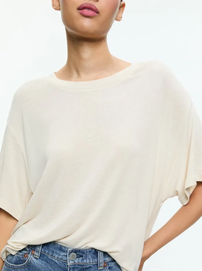Women Alice Olivia Tops Evan Oversized Tee Oatmeal