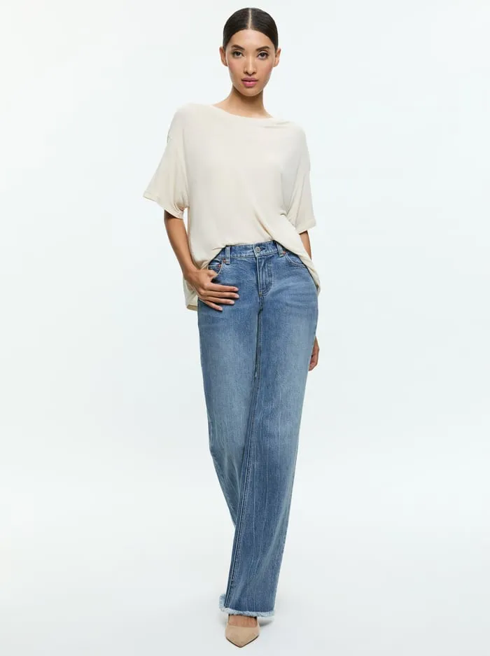 Women Alice Olivia Tops Evan Oversized Tee Oatmeal