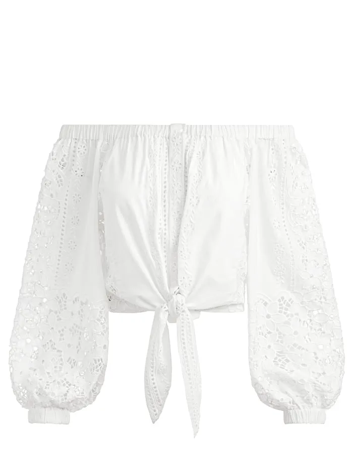 Women Alice Olivia Tops Ivy Off The Shoulder Cropped Top Off White