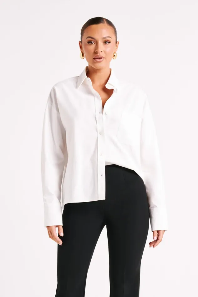 Women Allyson Oversized Shirt 8211 White White Meshki Basic Tops