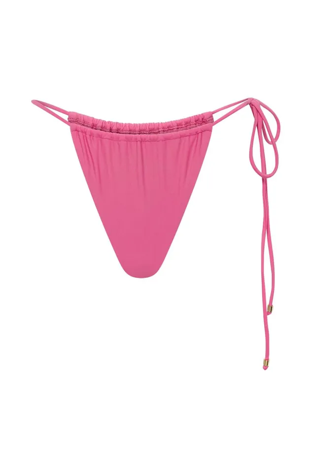 Women Andie Recycled Nylon Ruched String Side Bikini Brief 8211 Pink Pink Meshki Swimwear