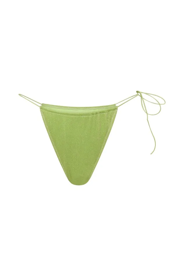 Women Andie Ruched String Side Bikini Brief 8211 Lime Sparkle Limesparkle Meshki Swimwear