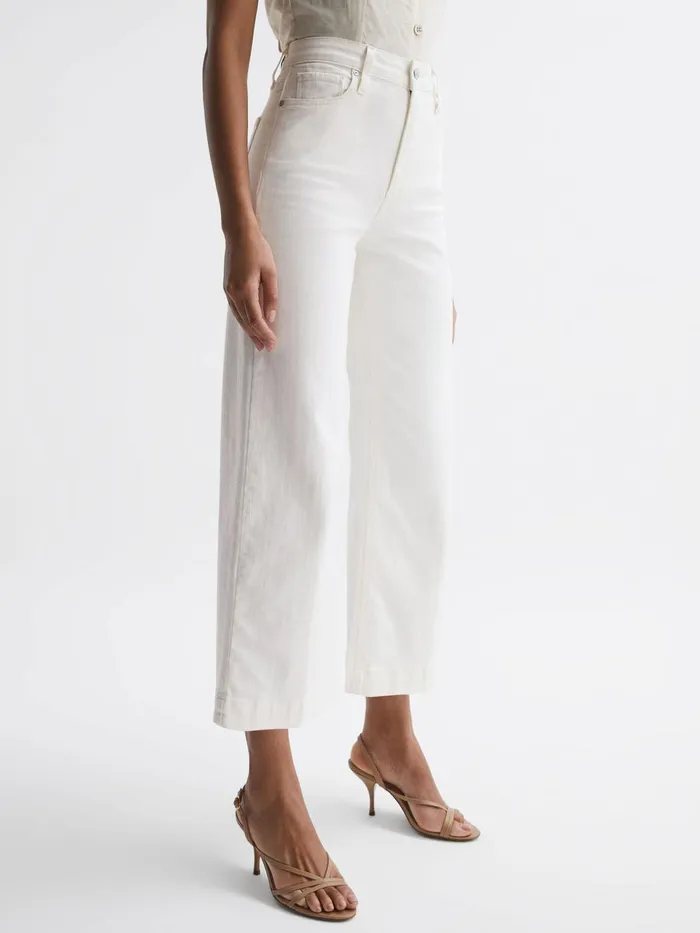 Women Anessa Paige High Rise Flared Jeans Ecru Reiss Jeans