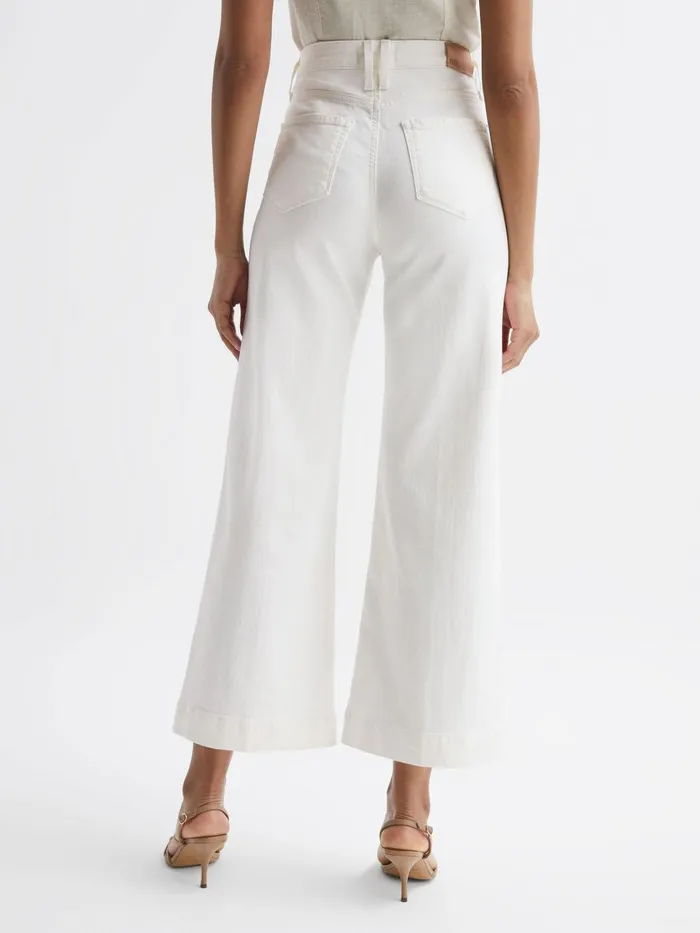 Women Anessa Paige High Rise Flared Jeans Ecru Reiss Jeans