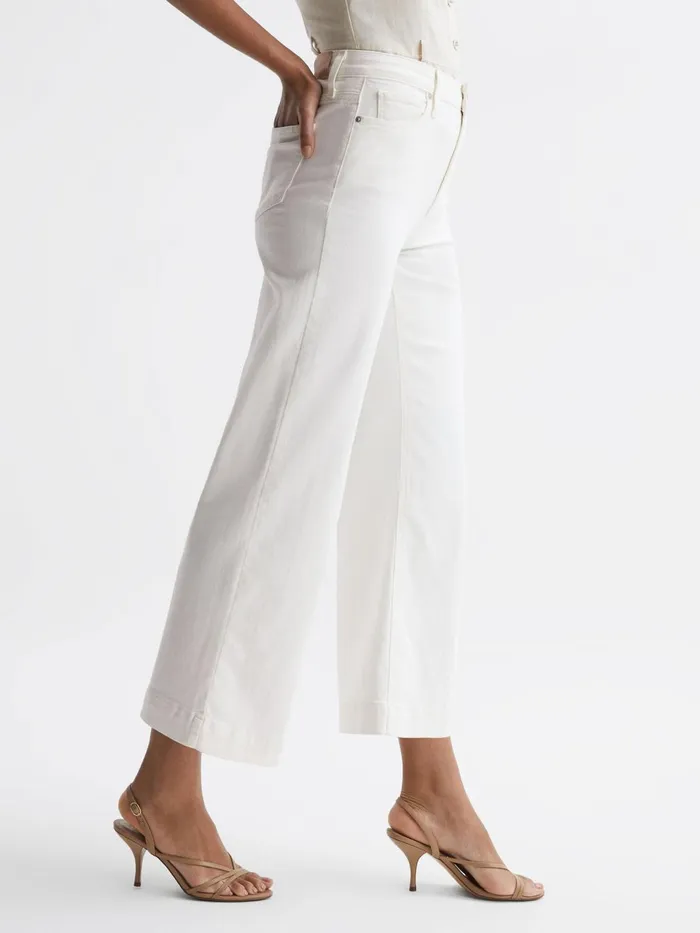 Women Anessa Paige High Rise Flared Jeans Ecru Reiss Jeans