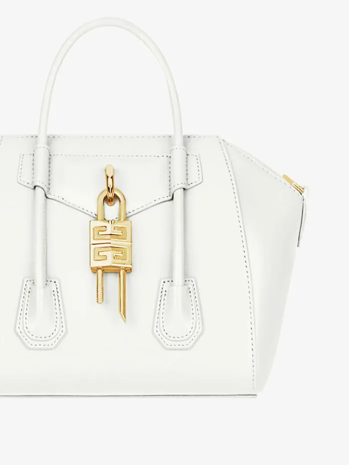 Women Antigona Givenchy Mini Antigona Lock Bag In Box Leather Ivory Women Antigona Givenchy Mini Antigona Lock Bag In Box Leather Ivory