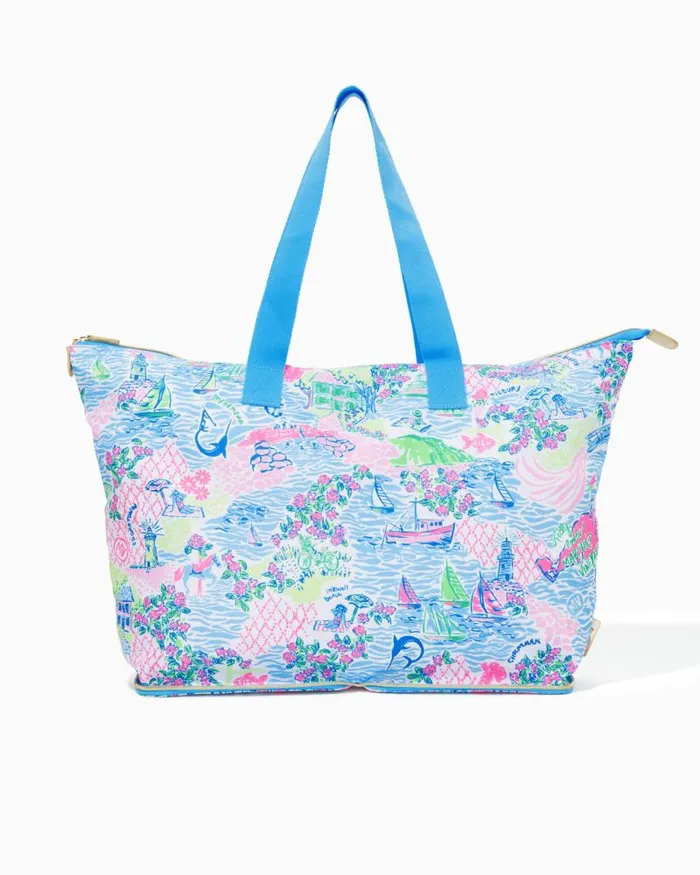Women Bags Lilly Pulitzer Getaway Packable Tote Whisper Blue Lilly Loves Nantucket