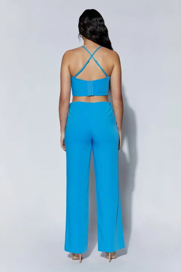 Women Bahar Mid Rise Wide Leg Strap Pant 8211 Azure Blue Azureblue Meshki Pants Women Bahar Mid Rise Wide Leg Strap Pant 8211 Azure Blue Azureblue Meshki Pants