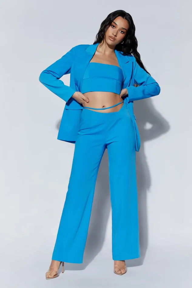Women Bahar Mid Rise Wide Leg Strap Pant 8211 Azure Blue Azureblue Meshki Pants Women Bahar Mid Rise Wide Leg Strap Pant 8211 Azure Blue Azureblue Meshki Pants