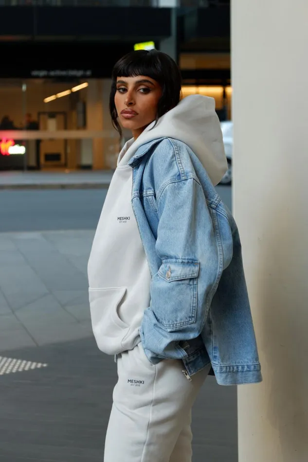 Women Bernie Oversized Unisex Hoodie 8211 Smoke Grey Smokegrey Meshki Sweaters and Hoodies