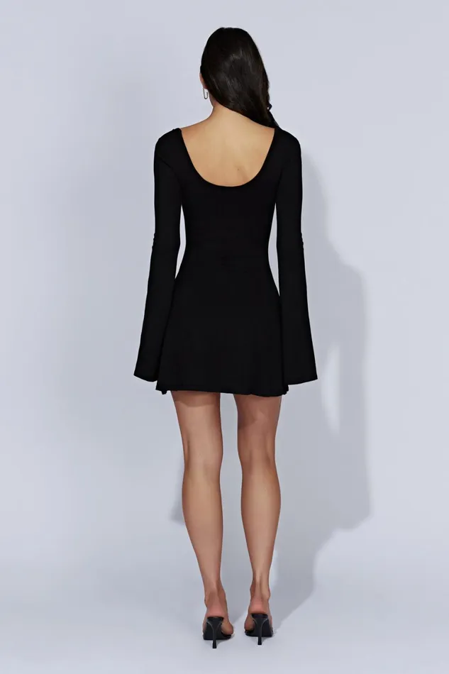 Women Birdie Long Sleeve Knit Mini Dress 8211 Black Black Meshki Maternity Dresses