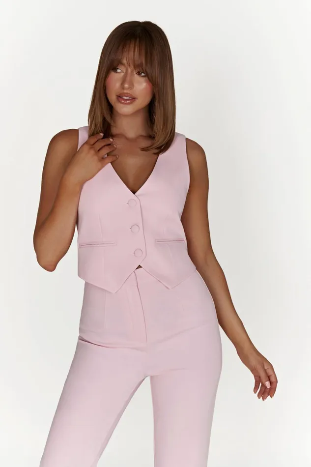 Women Blair Crepe Waist Coat 8211 Blush Pink Blushpink Meshki Sleeveless Tops