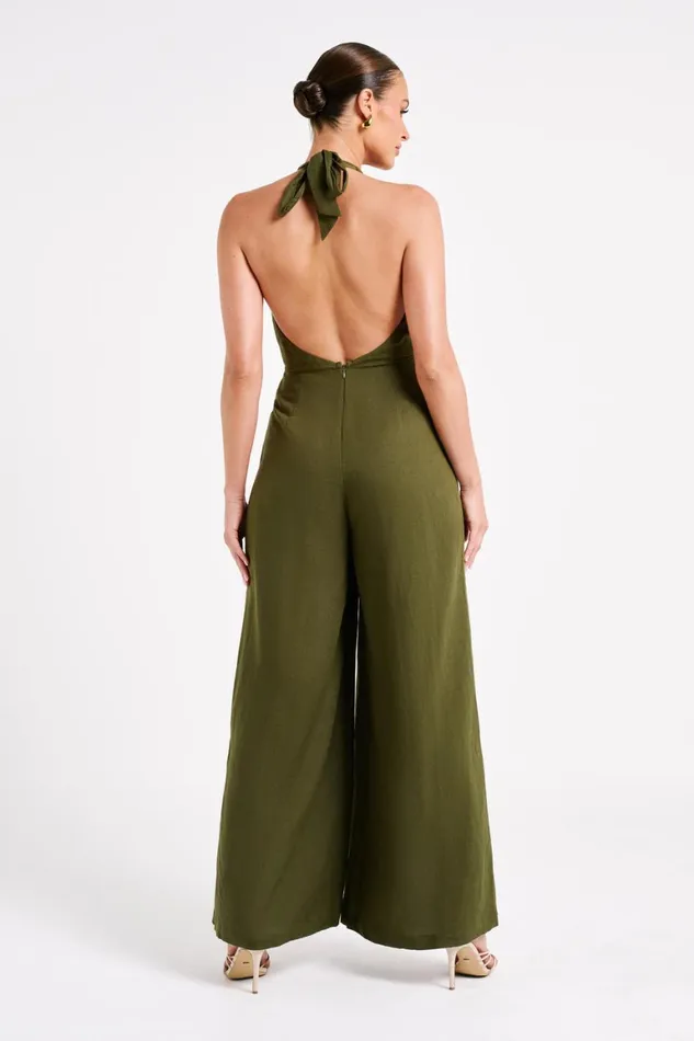 Women Blanca Linen Halter Jumpsuit 8211 Khaki Khaki Meshki Jumpsuits and Rompers Women Blanca Linen Halter Jumpsuit 8211 Khaki Khaki Meshki Jumpsuits and Rompers