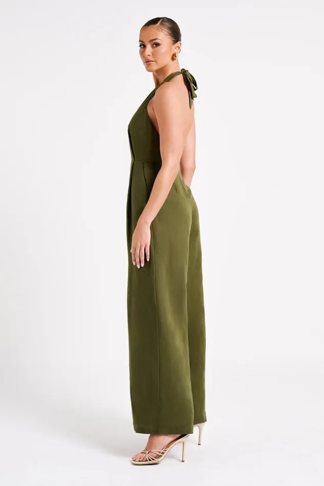 Women Blanca Linen Halter Jumpsuit 8211 Khaki Khaki Meshki Jumpsuits and Rompers Women Blanca Linen Halter Jumpsuit 8211 Khaki Khaki Meshki Jumpsuits and Rompers