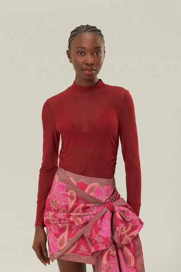 Women Blouses Farm Rio Burgundy Jersey Blouse