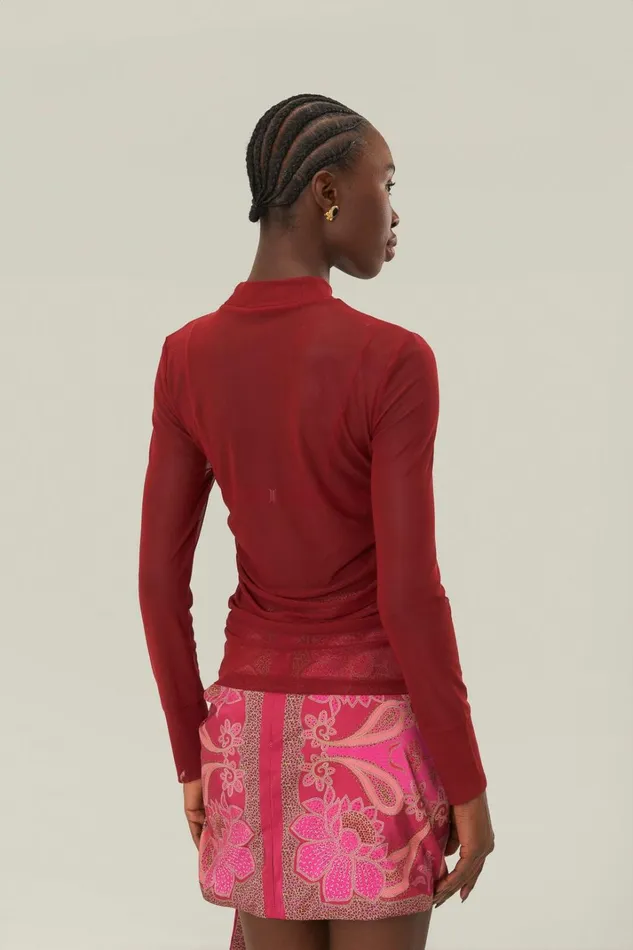 Women Blouses Farm Rio Burgundy Jersey Blouse