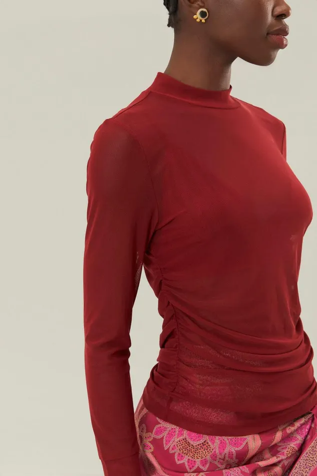 Women Blouses Farm Rio Burgundy Jersey Blouse