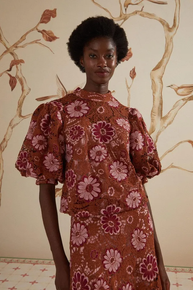 Women Blouses Farm Rio Gigi Tapestry Guipure Blouse