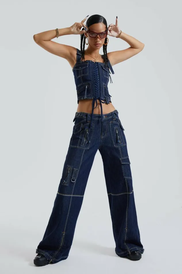 Women Blue Cargo Corset Blue Jaded London Corsets