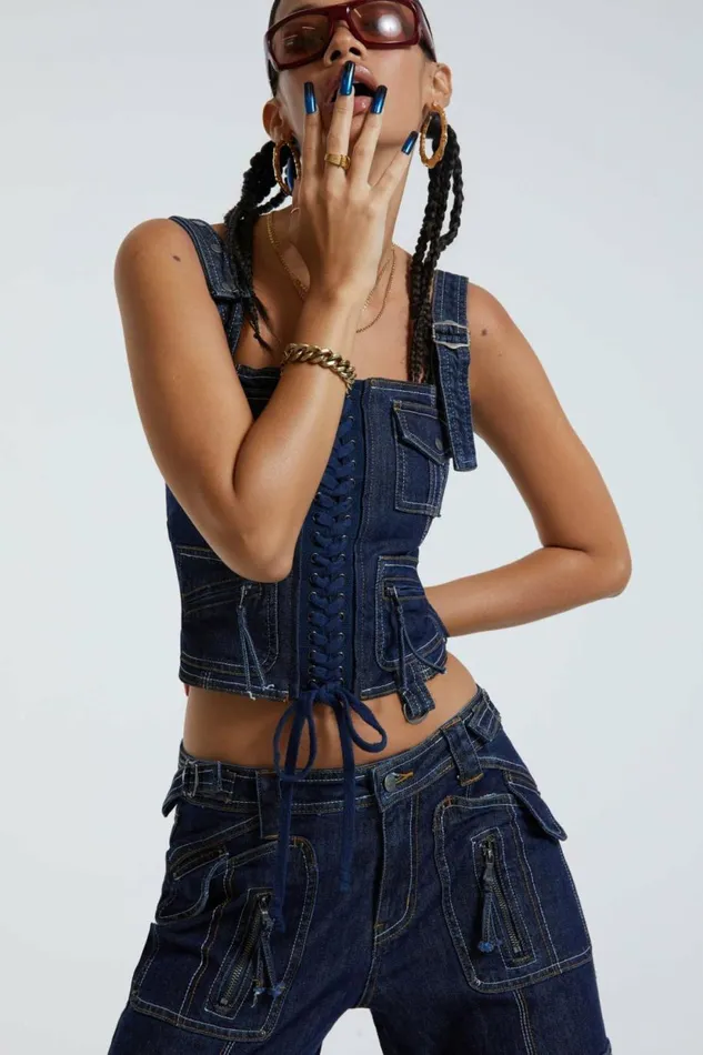 Women Blue Cargo Corset Blue Jaded London Corsets