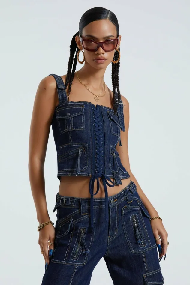 Women Blue Cargo Corset Blue Jaded London Corsets