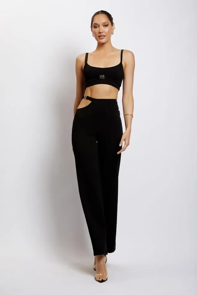 Women Blythe Double Strap Crop Top 8211 Black Black Meshki Crop Tops
