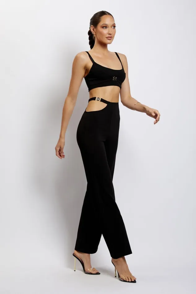 Women Blythe Double Strap Crop Top 8211 Black Black Meshki Crop Tops
