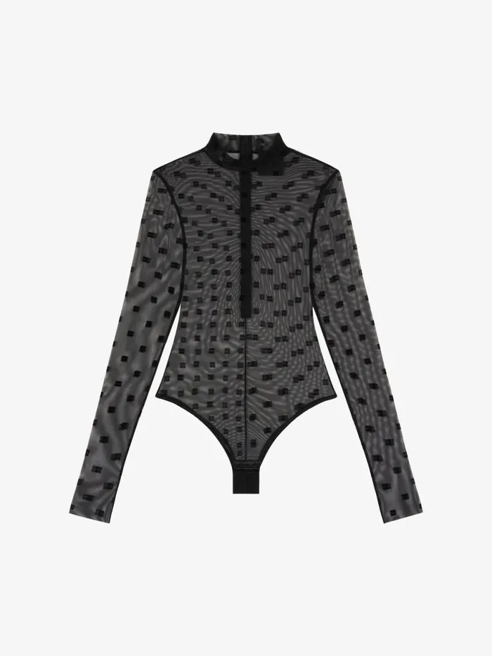 Women Bodysuits and Underwear Givenchy Bodysuit In 4G Tulle Black