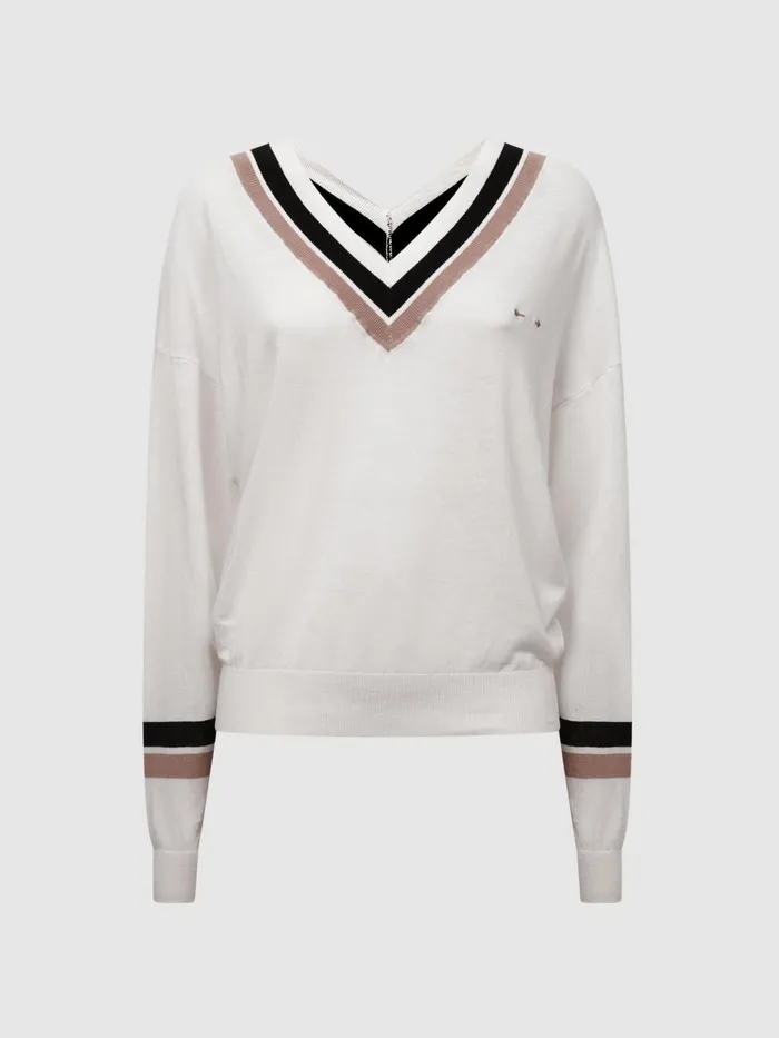 Women Bonita The Upside VNeck Jumper White Reiss Knitwear