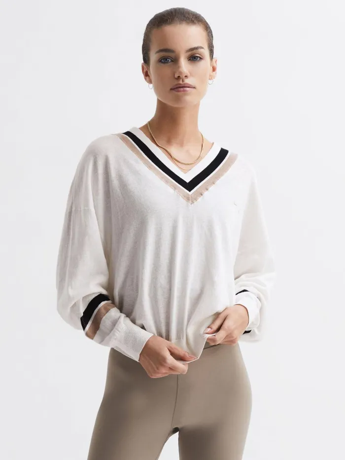 Women Bonita The Upside VNeck Jumper White Reiss Knitwear