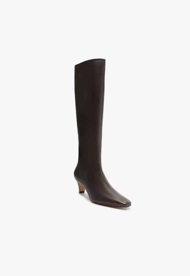 Women Boots Schutz Shoes Dellia Up Leather Boot Dark Chocolate
