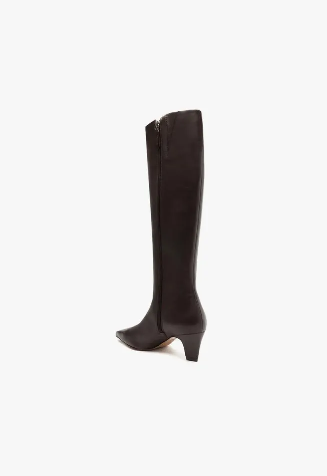 Women Boots Schutz Shoes Dellia Up Leather Boot Dark Chocolate