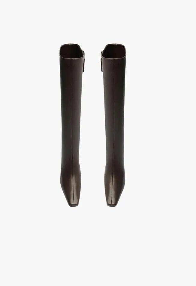Women Boots Schutz Shoes Dellia Up Leather Boot Dark Chocolate